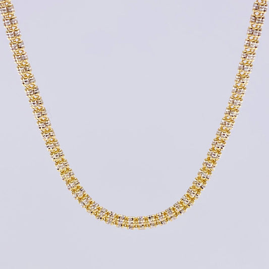 Cadena Ice 19.05g / 60cm / 3.1mm Dos Oros Amarillo Blanco 18K