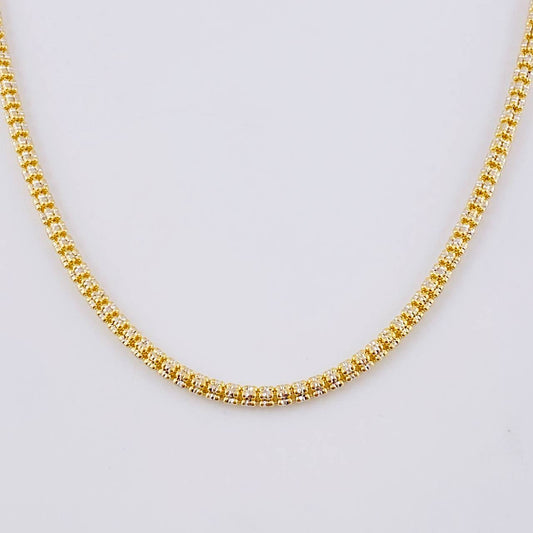 Ice Chain 20 g / 23 3/4 in / 3.2 mm Two-Tone Yellow White 18K Gold