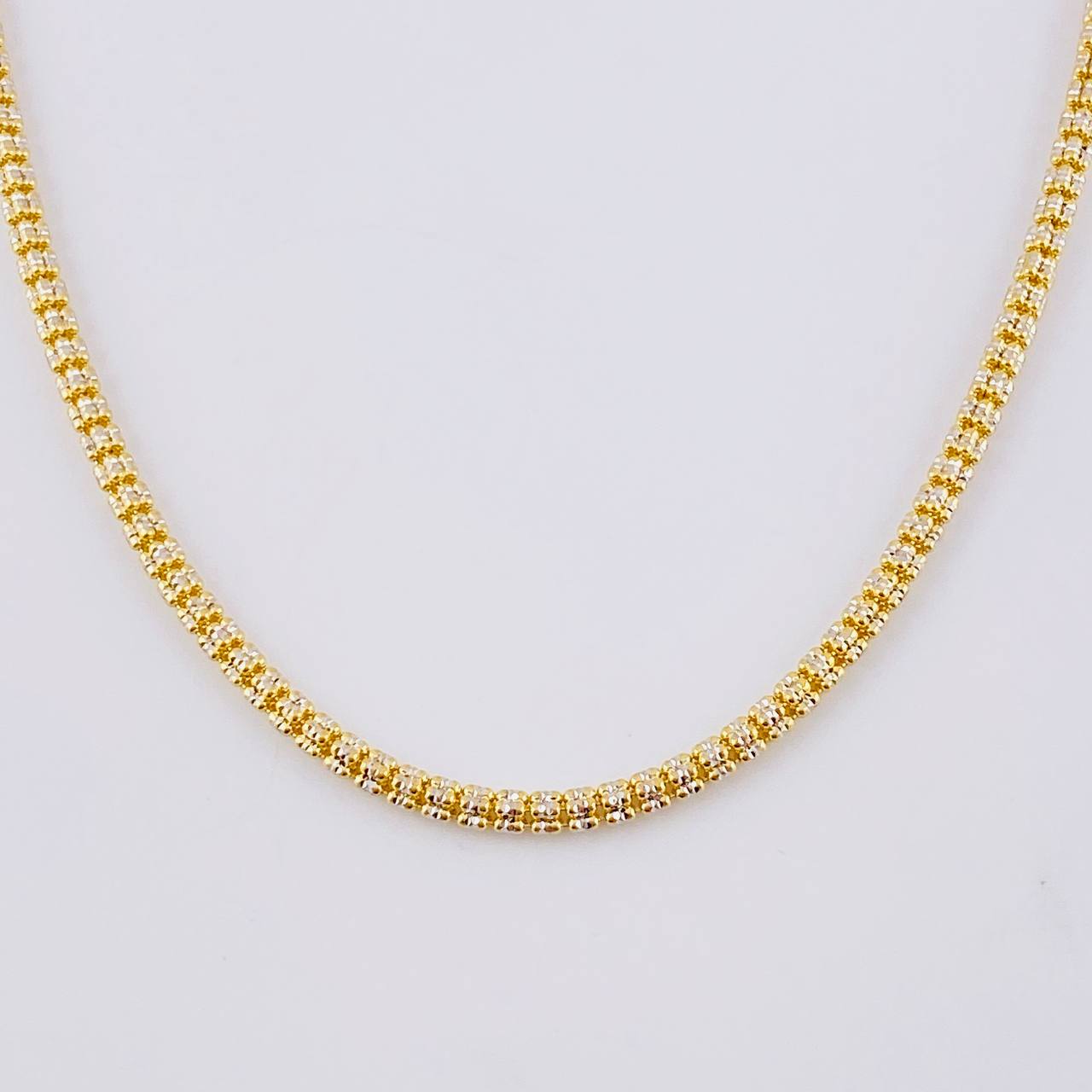 Cadena Ice 19.05g / 60cm / 3.1mm Dos Oros Amarillo Blanco 18K