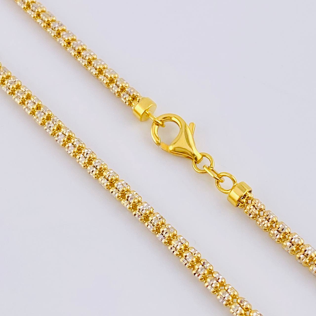 Cadena Ice 19.05g / 60cm / 3.1mm Dos Oros Amarillo Blanco 18K