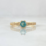 Solitaire Solitaire Crowned 1.85gr / Size 6 / White Zircons Light Blue 18K Yellow Gold ©