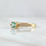 Solitaire Solitaire Crowned 1.85gr / Size 6 / White Zircons Light Blue 18K Yellow Gold ©