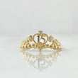 Ring 15s Byzantine Crown 1.8gr / Size 7 / White Zircons 18K Yellow Gold ©
