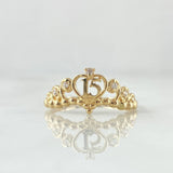 Ring 15s Byzantine Crown 1.8gr / Size 7 / White Zircons 18K Yellow Gold ©