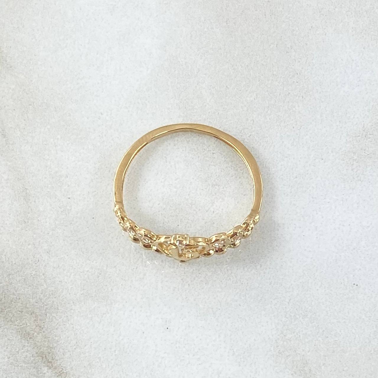Ring 15s Byzantine Crown 1.8gr / Size 7 / White Zircons 18K Yellow Gold ©