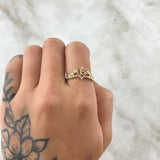 Ring 15s Byzantine Crown 1.8gr / Size 7 / White Zircons 18K Yellow Gold ©