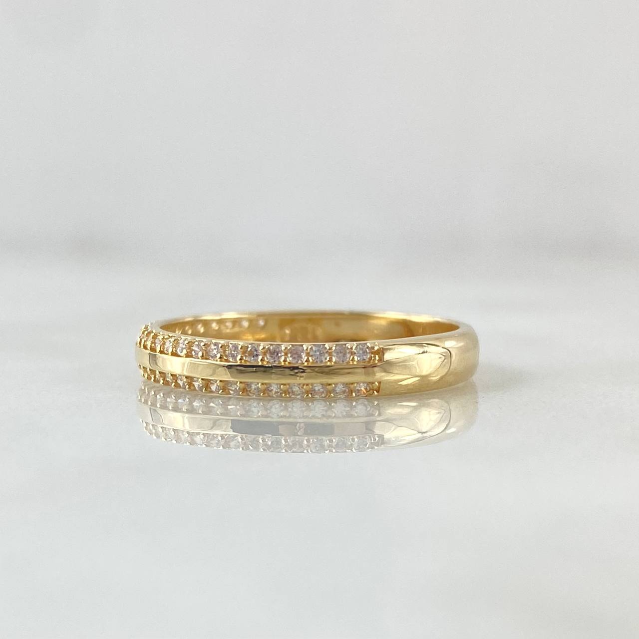 Parallel Lines Churumbela Ring 2.1gr / T5 3/4 / White Zircons 18K Yellow Gold ©