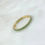 Petit Churumbela Ring 1.45gr / Size 6 1/2 / Green Zircons 18K Yellow Gold ©