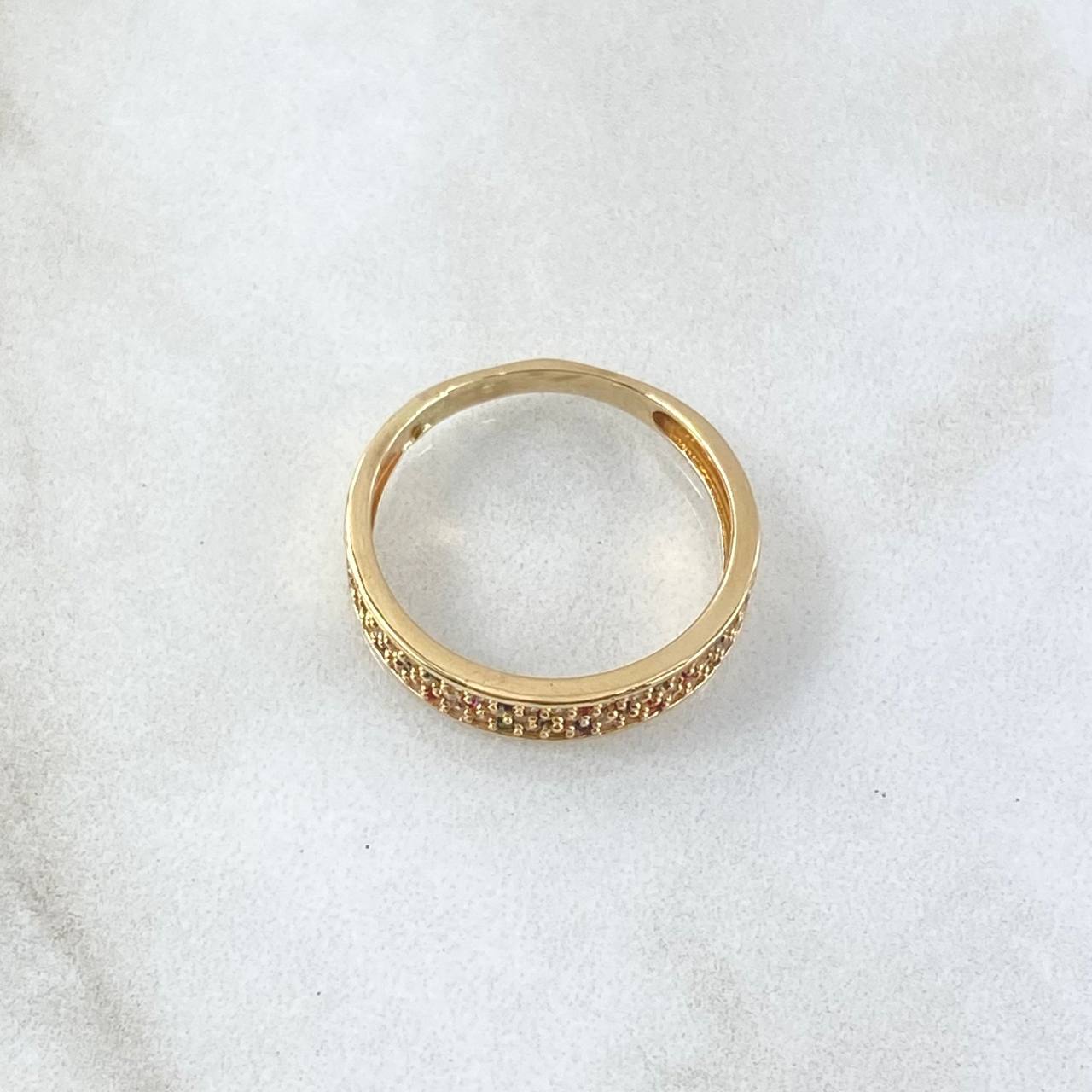 Anillo Panel Tupido 2.7gr / T7 1/4 / Circones Multicolor Oro Amarillo 18K ©