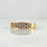 Anillo Panel Tupido 2.7gr / T7 1/4 / Circones Multicolor Oro Amarillo 18K ©
