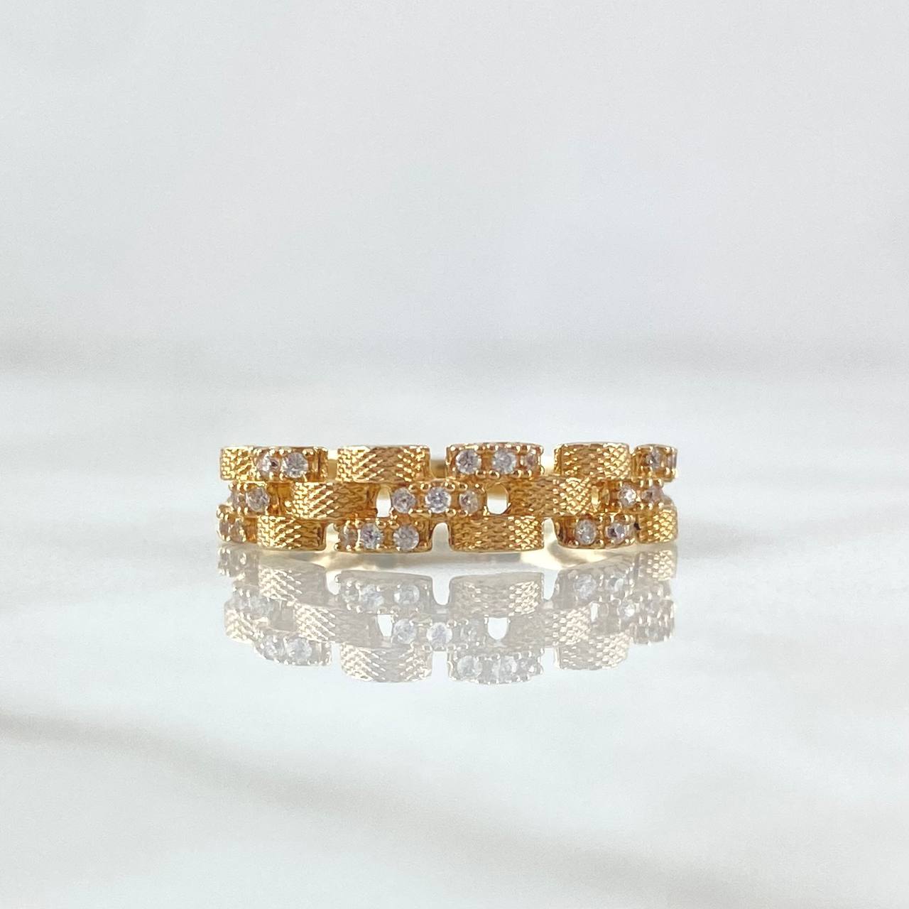 Anillo Correa Rustica Intercalada 2.3gr / T6 1/4 / Texturizado Oro Amarillo 18K ©