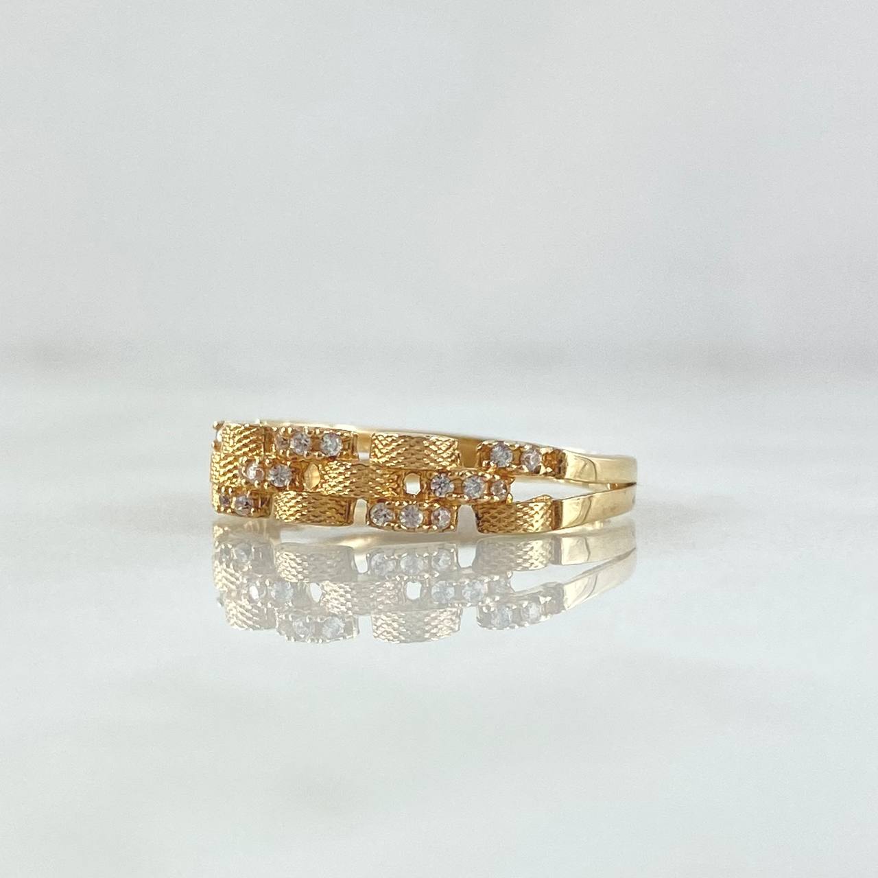 Anillo Correa Rustica Intercalada 2.3gr / T6 1/4 / Texturizado Oro Amarillo 18K ©