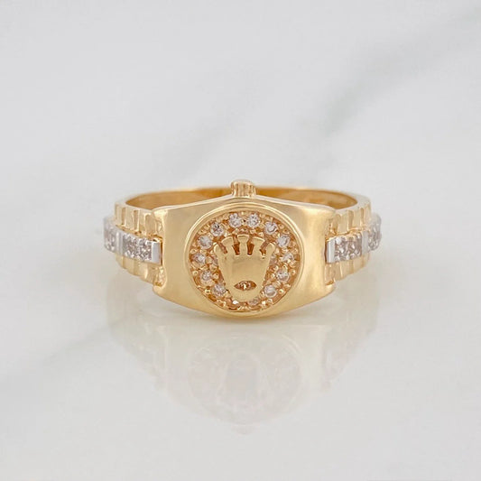 Crown Ring 3.65g / Size 6 3/4 Two-Tone Yellow and White Gold 18K