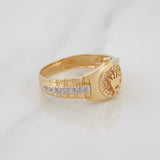 Anillo Corona 3.8g / T6 1/2 Dos Oros Amarillo Blanco 18K