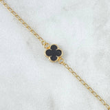 Bracelet Spike Clover VCyA 3.35gr / 18cm / 1.4mm Black Resin 4pcs 18K Yellow Gold