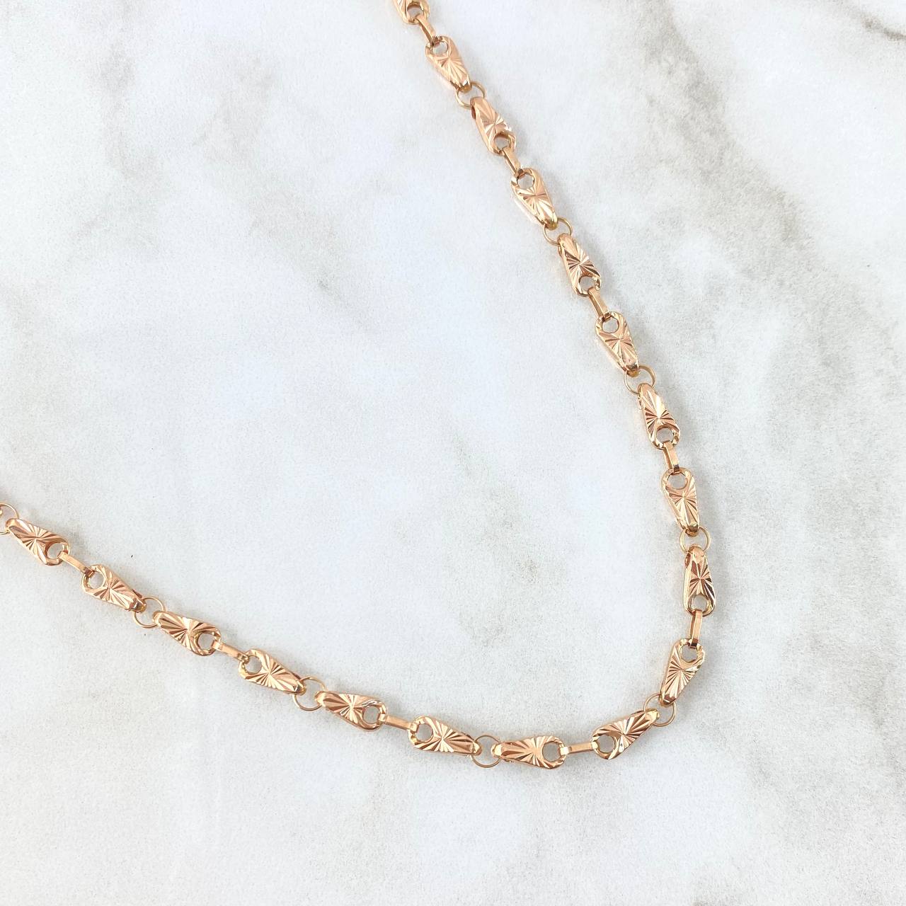 Rustic Chain Spike 11.3gr / 60cm / 4mm Diamond Cut 18K Rose Gold ©
