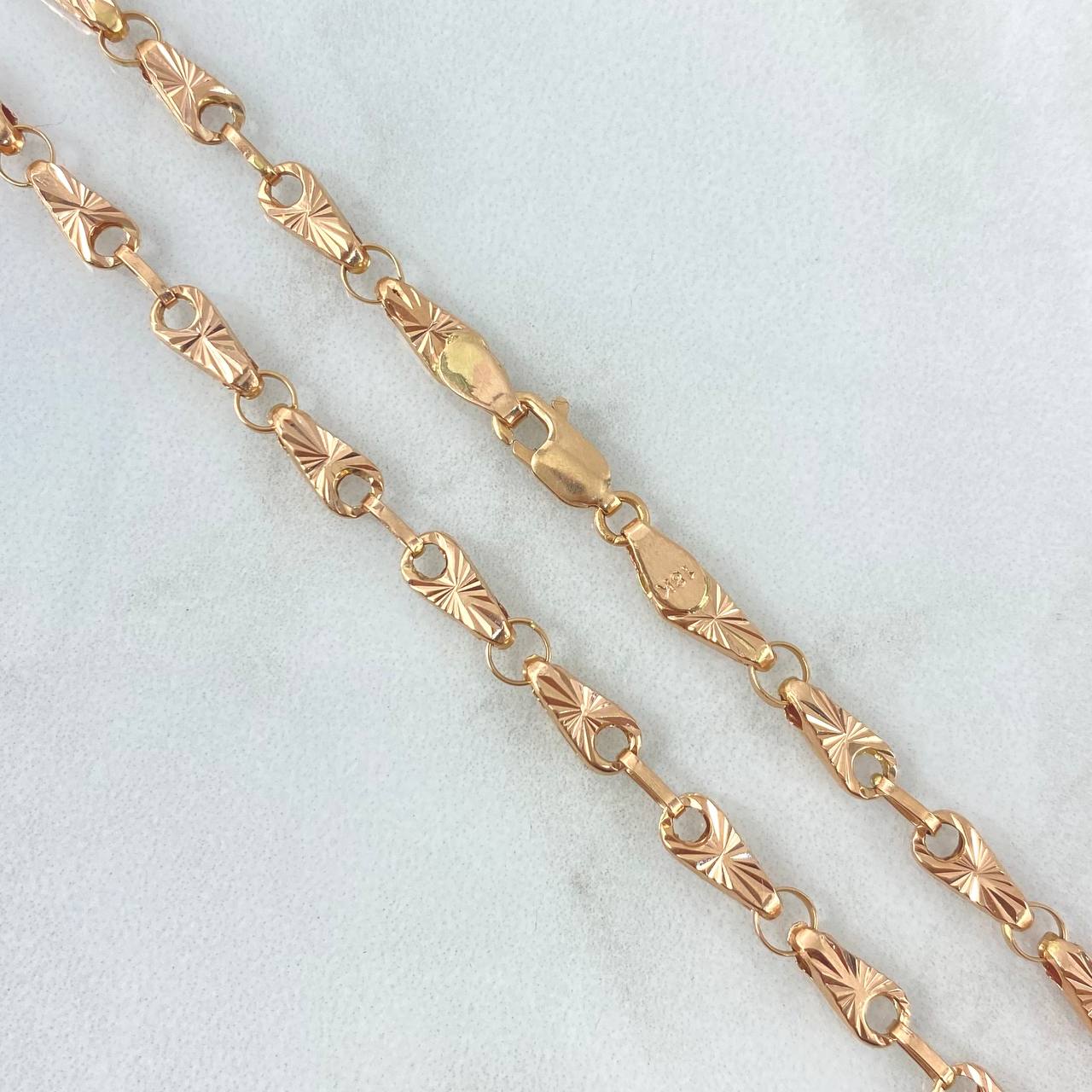 Rustic Chain Spike 11.3gr / 60cm / 4mm Diamond Cut 18K Rose Gold ©