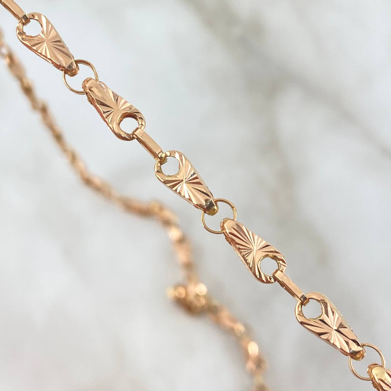 Rustic Chain Spike 11.3gr / 60cm / 4mm Diamond Cut 18K Rose Gold ©