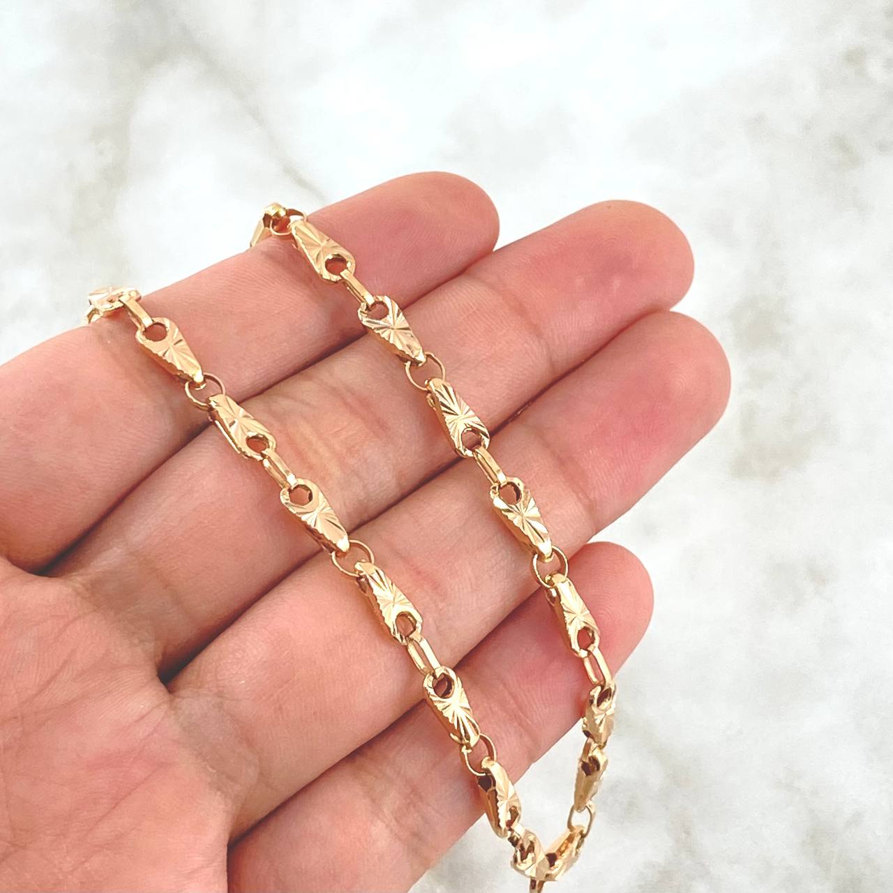 Rustic Chain Spike 11.3gr / 60cm / 4mm Diamond Cut 18K Rose Gold ©
