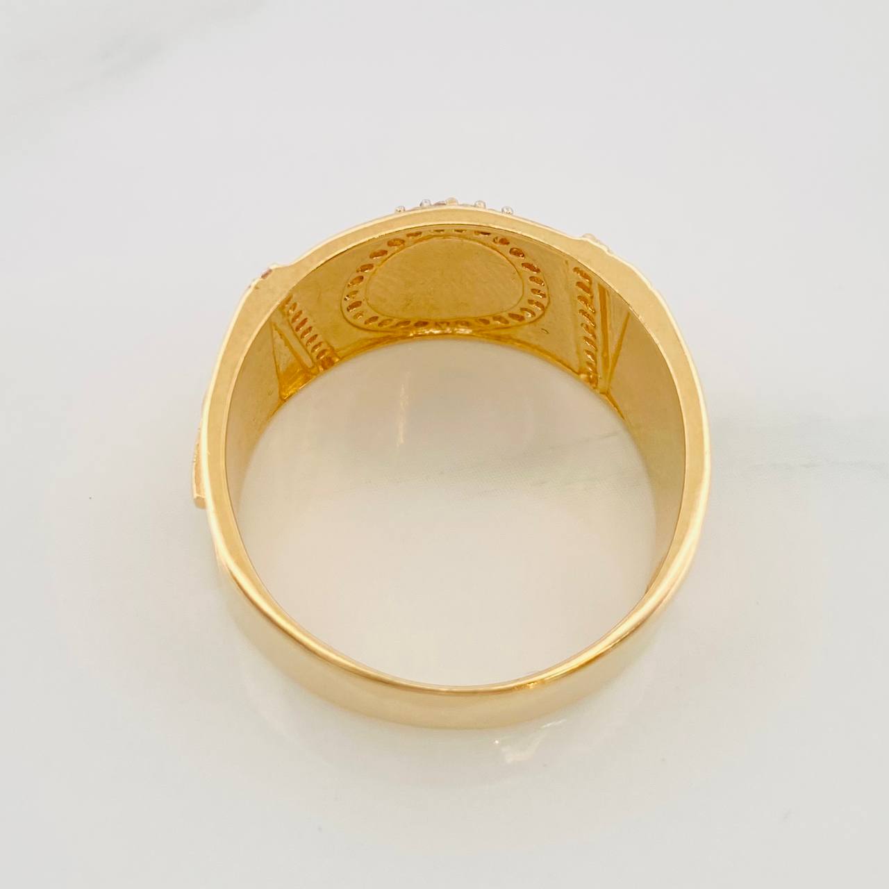 Anchor Cross Ring 7.55g / T9 1/2 Two-Tone Yellow White Gold 18K