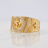 Anchor Cross Ring 7.55g / T9 1/2 Two-Tone Yellow White Gold 18K