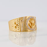 Anchor Cross Ring 7.55g / T9 1/2 Two-Tone Yellow White Gold 18K