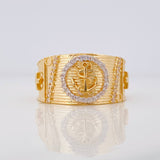 Anchor Cross Ring 7.55g / T9 1/2 Two-Tone Yellow White Gold 18K