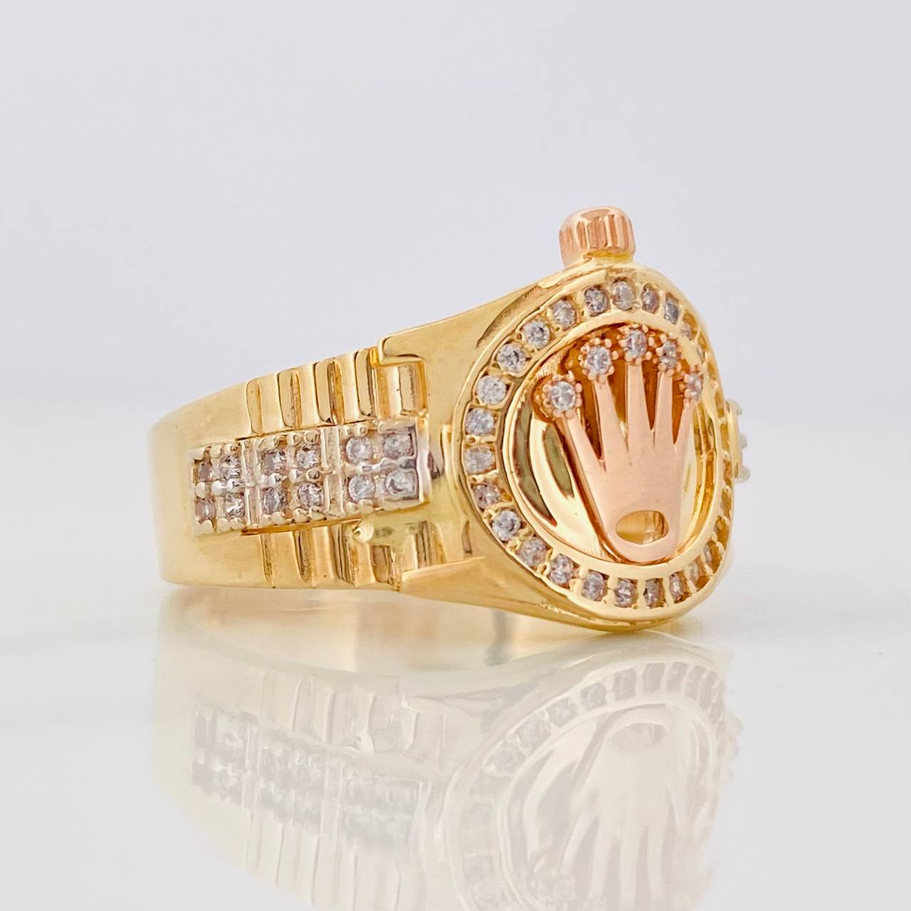 Anillo Corona Correa 6.8g / T8 1/2 Tres Oros 18K