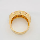 Fire Beads Ring 11.7g / T9 3/4 Two Yellow White Golds 18K