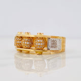 Fire Beads Ring 11.7g / T9 3/4 Two Yellow White Golds 18K