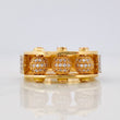 Fire Beads Ring 11.7g / T9 3/4 Two Yellow White Golds 18K