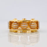 Fire Beads Ring 11.7g / T9 3/4 Two Yellow White Golds 18K