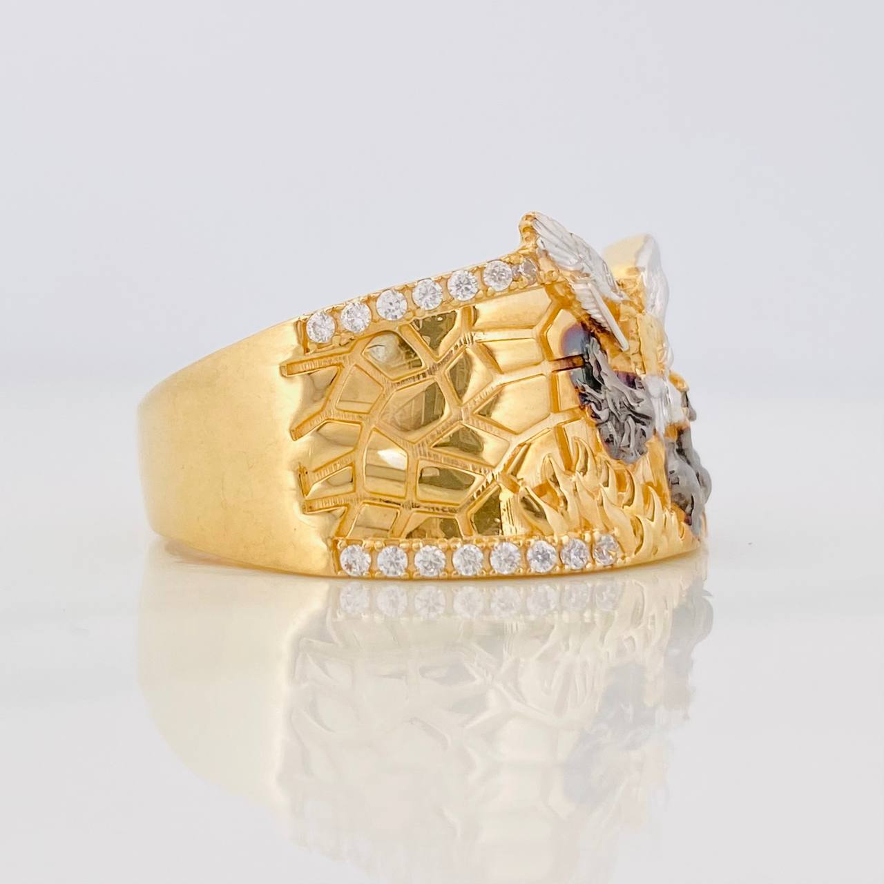 Anillo San Miguel 9.4g / T11 1/4 Tres Oros Amarillo Blanco Negro 18K