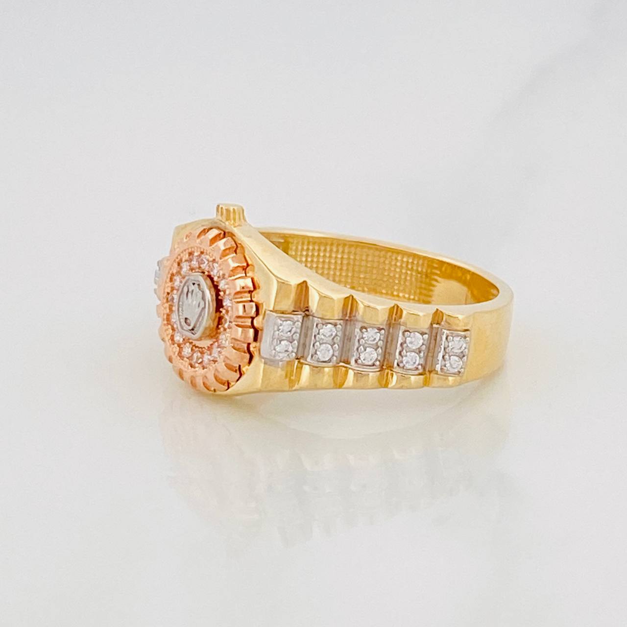 Anillo Corona Correa Movil 4.65g / T7 3/4 Tres Oros 18K