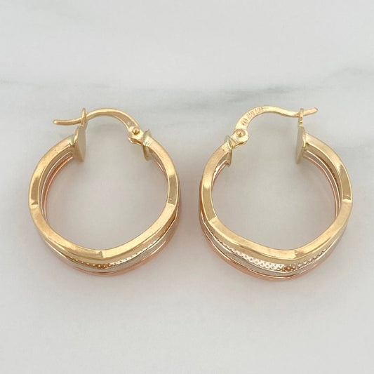 Aleja Hoop Earrings 2.8 g / 1 in Three Golds 18K