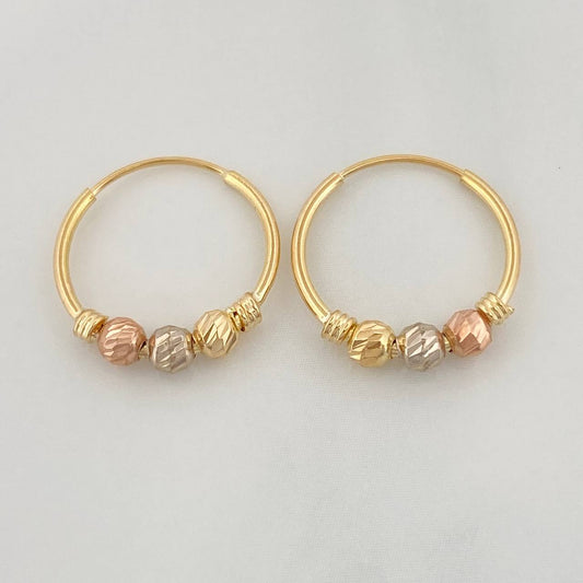 Trio Hoop Earrings 1.1 g / 1/2 in Three Golds 18K