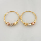 Trio Hoop Earrings 1.1 g / 1/2 in Three Golds 18K