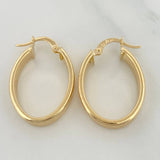 Tribal Oval Hoop Earrings 2.6 g / 1 in 18K Yellow Gold