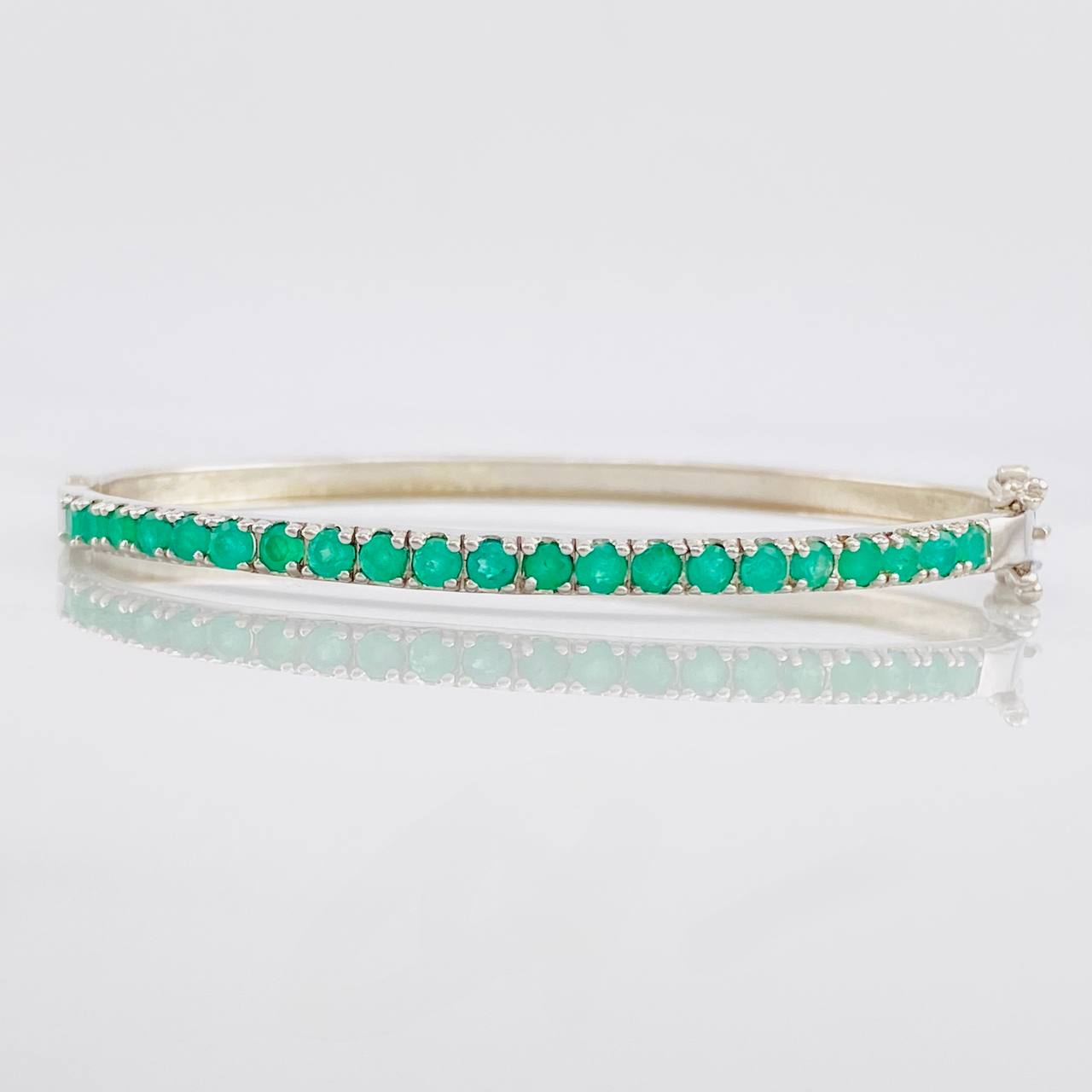 Pulso Carril Tupido Esmeraldas 1.16Qts 6.8g / 6 1/2 in / 3.3mm Plata 925