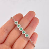 Bracelet Halo Box Emeralds 55pts 3.75g / 7 1/2 in / 6.8mm Silver 925