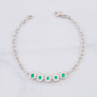 Bracelet Halo Box Emeralds 55pts 3.75g / 7 1/2 in / 6.8mm Silver 925