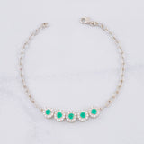 Bracelet Halo Box Emeralds 55pts 3.75g / 7 1/2 in / 6.8mm Silver 925