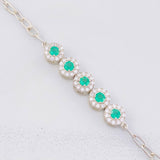 Bracelet Halo Box Emeralds 55pts 3.75g / 7 1/2 in / 6.8mm Silver 925