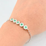 Bracelet Halo Box Emeralds 55pts 3.75g / 7 1/2 in / 6.8mm Silver 925