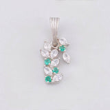 Pendant Sequential Leaves Emeralds 7pts 1.1g / 3/4 in Silver 925