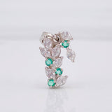 Pendant Sequential Leaves Emeralds 7pts 1.1g / 3/4 in Silver 925