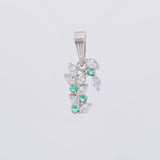 Pendant Sequential Leaves Emeralds 7pts 1.1g / 3/4 in Silver 925