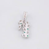 Pendant Sequential Leaves Emeralds 7pts 1.1g / 3/4 in Silver 925
