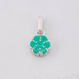 Pendant Flower Six Petals Emeralds 31pts 0.8g / 1/2 in Silver 925