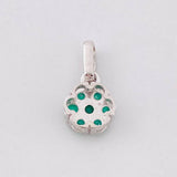 Pendant Flower Six Petals Emeralds 31pts 0.8g / 1/2 in Silver 925